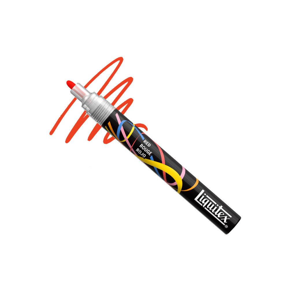 A 2mm liquitex marker set against a white background showing a sample of the line it produces.