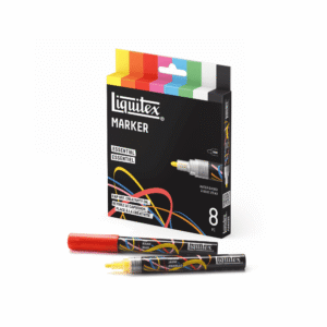 A pack of 8 essential colour Liquitex markers set against a white background
