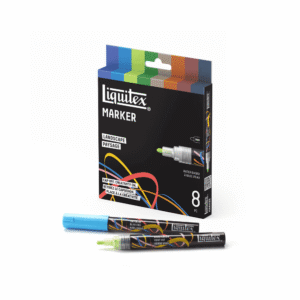 A pack of 8 landscape colour Liquitex markers set against a white background